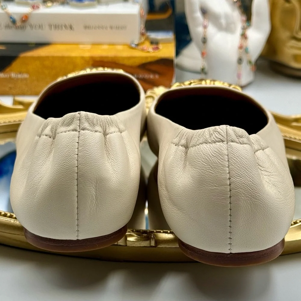 🆕 TORY BURCH 🧿 NWOB Eleanor White Leather Smoking Slipper Loafers, Sz US 6